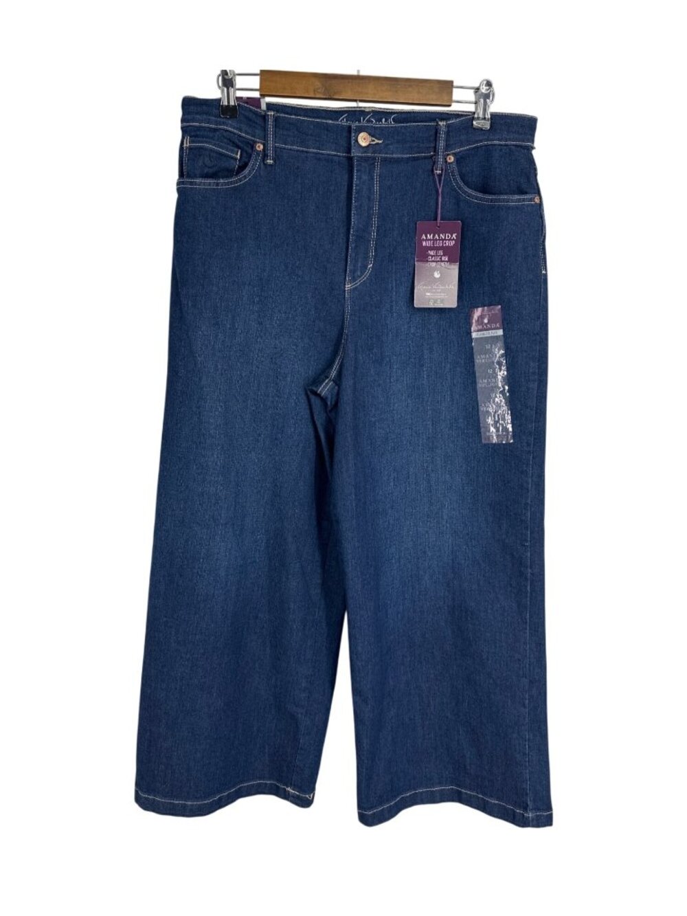 Gloria Vanderbilt Amanda Wide Leg Crop Jeans Flawless Flex Classic Rise Size 12